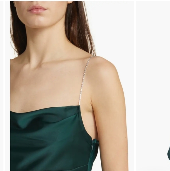 WAYF Pick Me Up Satin Slip Dress Emerald Green L - Picture 4 of 10